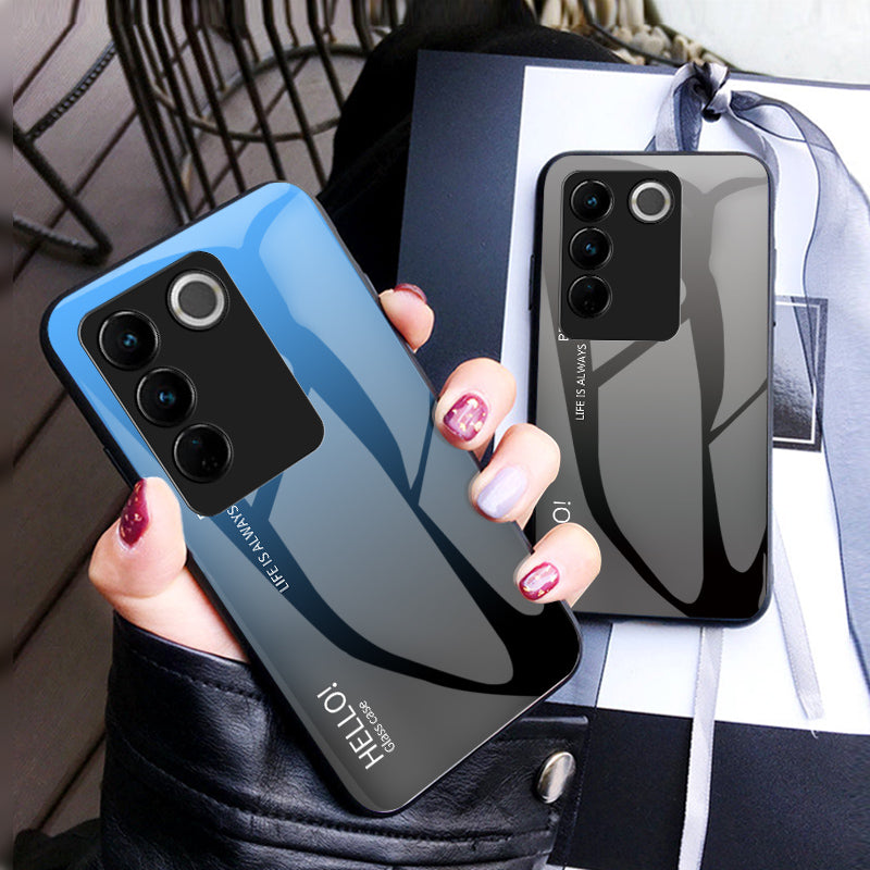 For vivo S16 S16 Pro Gradient Color Fall-proof Tempered Glass Back Shell Hard PC Soft TPU Hybrid Phone Case For vivo S16 S16 Pro Gradient Color Fall-proof Tempered Glass Back Shell Hard PC Soft TPU Hybrid Phone Case